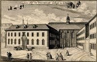 Stammbuchblatt: Äußerer Hof des Universitaets Collegii in Göttingen, Georg Daniel Heumann, 1746/47